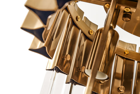 Kuna Flush Ceiling 3 Light Brass/Clear Sculpted Glass 30 cm