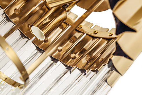 Kuna Flush Ceiling 3 Light Brass/Clear Sculpted Glass 30 cm