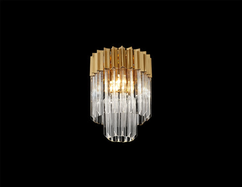 Kuna Flush Ceiling 3 Light Brass/Clear Sculpted Glass 30 cm