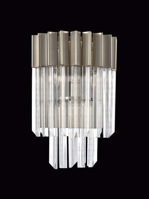 Kuna 3 Light Polished Nickel/Clear Sculpted Glass