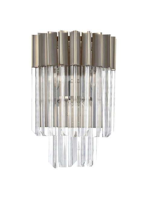 Kuna 3 Light Polished Nickel/Clear Sculpted Glass