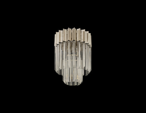 Kuna Flush Ceiling Round 3 Light Polished Nickel/Clear Sculpted Glass 30 cm