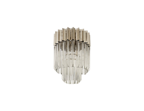 Kuna Flush Ceiling Round 3 Light Polished Nickel/Clear Sculpted Glass 30 cm