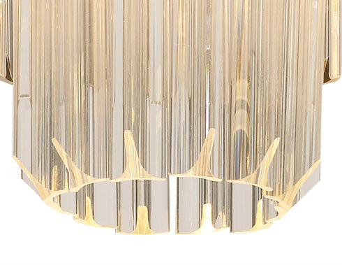 Kuna Flush Ceiling Round 3 Light Polished Nickel/Clear Sculpted Glass 30 cm