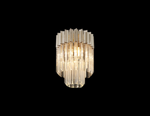 Kuna Flush Ceiling Round 3 Light Polished Nickel/Clear Sculpted Glass 30 cm