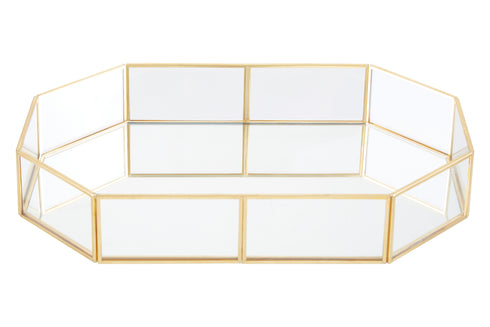 Octo Vintage Glass Jewellery Tray Gold