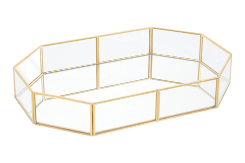 Octo Vintage Glass Jewellery Tray Gold