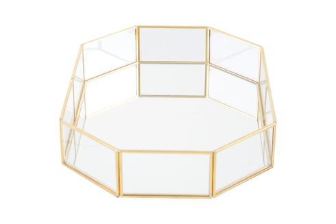 Octo Vintage Glass Jewellery Tray Gold