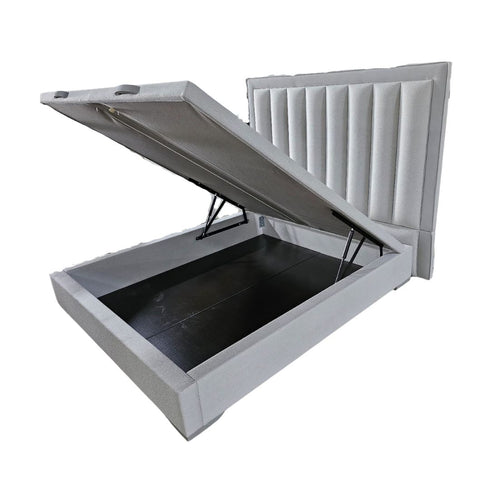 Aventius Cream Panel Bed