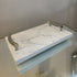 White Marble Tray Silver Handles