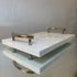 White Marble Tray Silver Handles