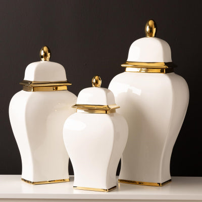 White & Gold Lid Jar