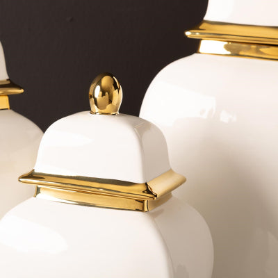 White & Gold Lid Jar