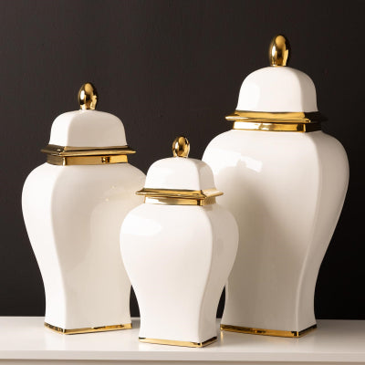 White & Gold Lid Jar