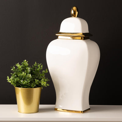 White & Gold Lid Jar