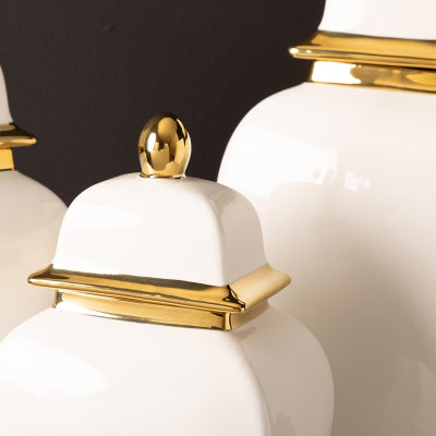 White & Gold Lid Jar
