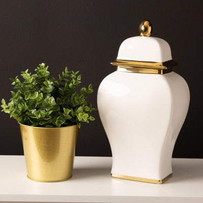 White & Gold Lid Jar