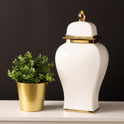 White & Gold Lid Jar