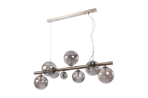 Saga Linear Pendant 9 Light Satin Nickel/Smoke Plated Glass