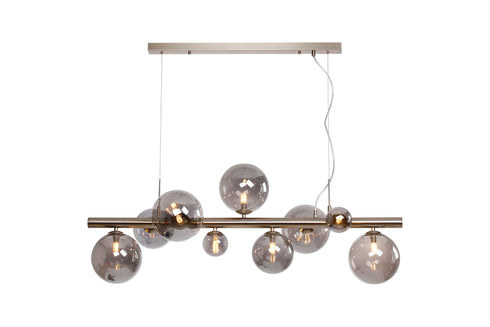 Saga Linear Pendant 9 Light Satin Nickel/Smoke Plated Glass