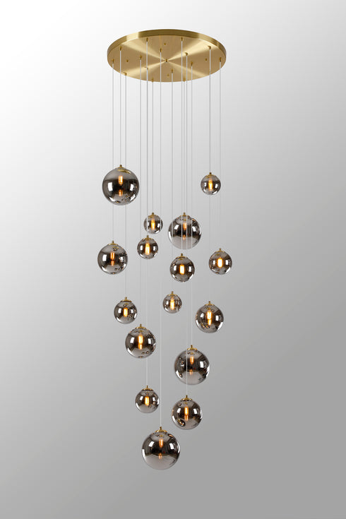 Saga Pendant 16 Light Gold/Chrome Plated Glass
