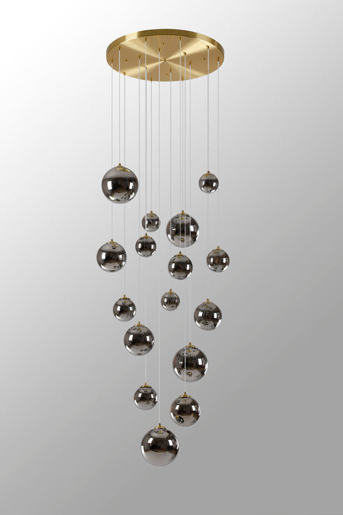 Saga Pendant 16 Light Gold/Chrome Plated Glass