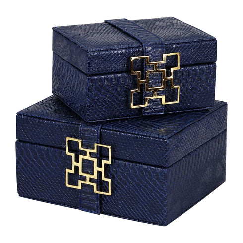Navy Croc Box Set Geo Gold