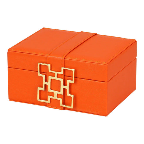 Orange Leather Box Set Geo Gold