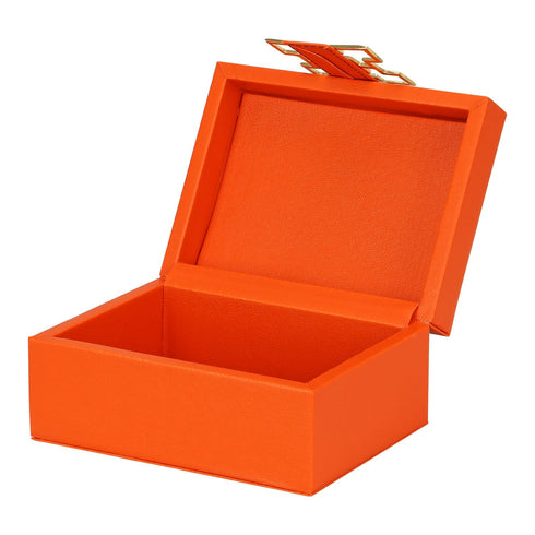 Orange Leather Box Set Geo Gold