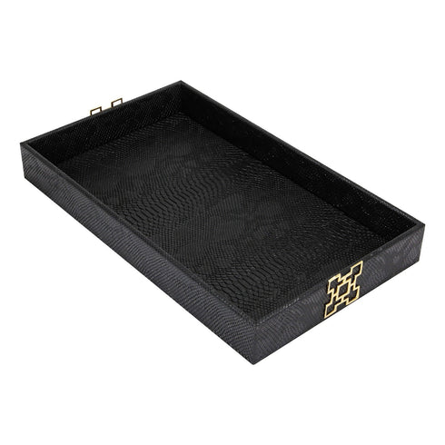 Black Croc Leather Tray Geo