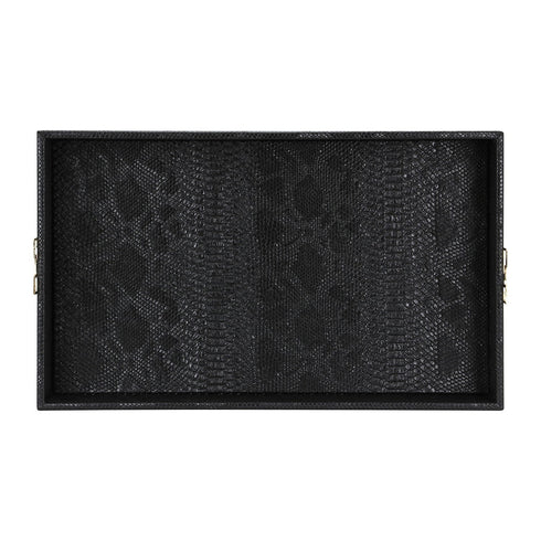 Black Croc Leather Tray Geo