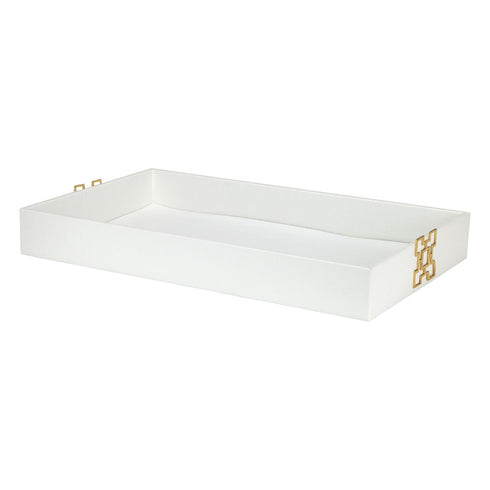 White Croc Leather Tray Geo
