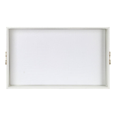 White Croc Leather Tray Geo