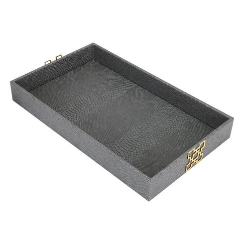 Grey Croc Leather Tray Geo