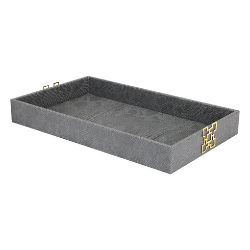 Grey Croc Leather Tray Geo