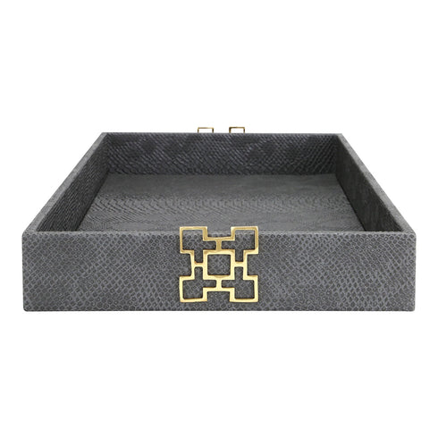 Grey Croc Leather Tray Geo