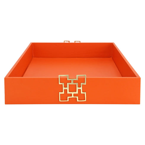 Orange Leather Tray Geo