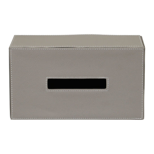 Grey Leather Tissue Box Geo