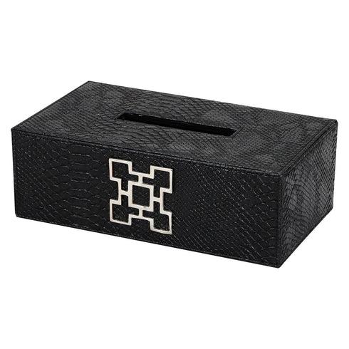 Black Croc Tissue Box Geo