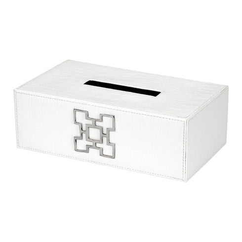White Croc Tissue Box Geo