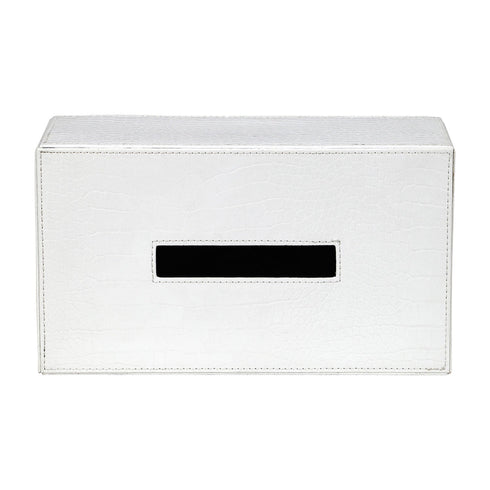 White Croc Tissue Box Geo