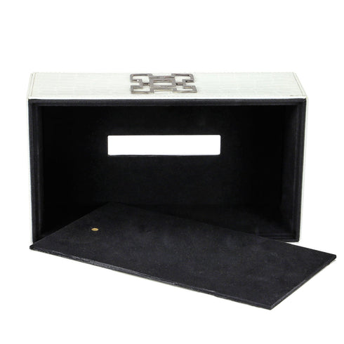 White Croc Tissue Box Geo