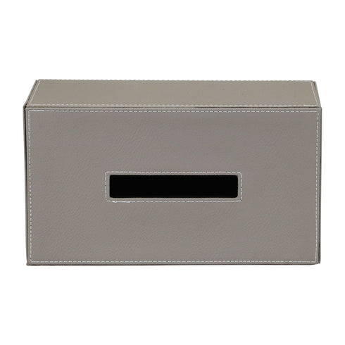 Grey Leather Tissue Box Geo
