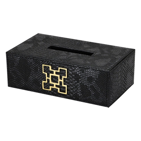 Black Croc Tissue Box Geo