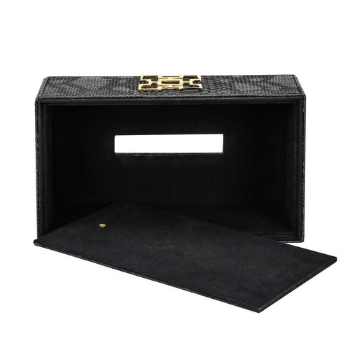 Black Croc Tissue Box Geo