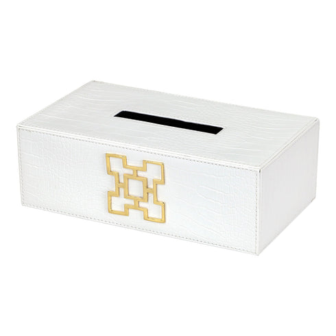White Croc Tissue Box Geo