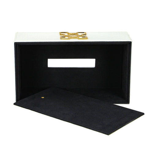 White Croc Tissue Box Geo