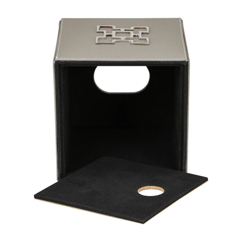 Grey Leather Square Tissue Box Geo