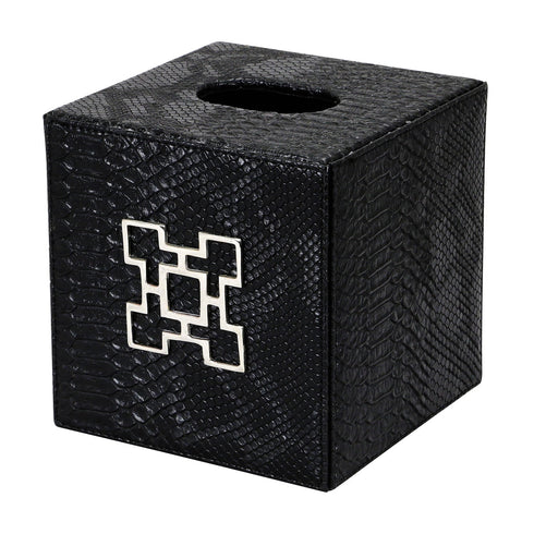 Black Croc Square Tissue Box Geo