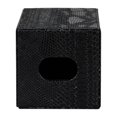Black Croc Square Tissue Box Geo